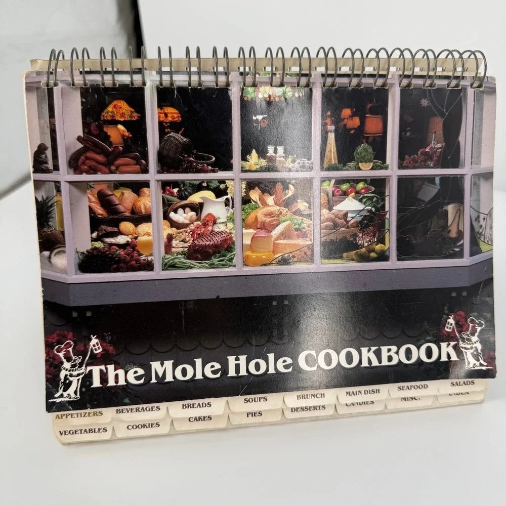 Mole Hole Cookbook Vintage 1986 Spiral Easel Retro Kitchen Core‎ Collectible 80s